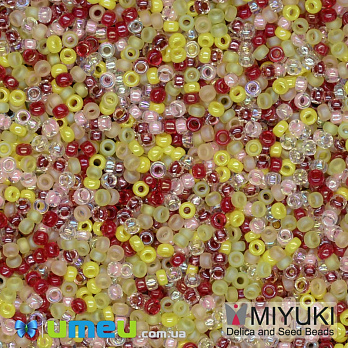 Бісер японський Miyuki круглий RR 15/0 №MIX19, Мікс жовто-червоний (BIS-038830)