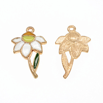 Підвіска метал. Ромашка біла, 27х16 мм, Золото (POD-054782)