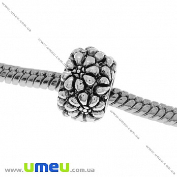 [Архів] Намистина PANDORA мет. Квіти, 11х7 мм, Античне срібло (BUS-004236)