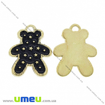 [Архів] Підвіска металева Мишка чорний, Золото, 20х16 мм (POD-028296)
