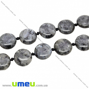 [Архів] Намистина натуральний камінь Лабрадорит, 15х6 мм, Кругла плоска (BUS-018466)