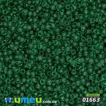 Бісер чеський №155/01663, Зелений темний, Прозорий, 10/0 (BIS-043753)