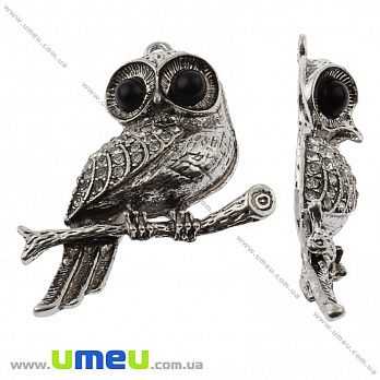 [Архів] Підвіска металева Сова, Античне срібло, 53х44 мм (POD-001834)