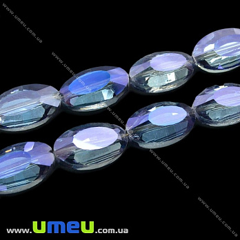 [Архів] Намистина під кришталь Овальна гранована, 18х11х8 мм, Сіро-синя АВ (BUS-011799)