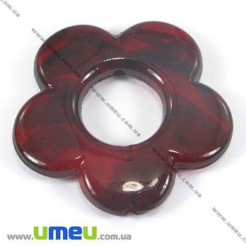 [Архів] Намистина акрилова Квітка, 32 мм, Червона (BUS-002944)