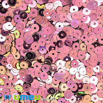 Пайетки Индия круглые плоские, 4 мм, Розовые АВ, 5 г (PAI-041798)
