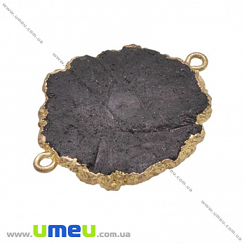 Коннектор из натурального камня Друза Агата в металле, Черный, 36х28 мм, 1 шт (POD-036972)