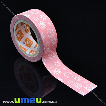 Декоративный скотч бумажный, Узоры, 15 мм, Розовый, 1 катушка (5 м) (DIF-017908)