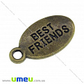 Подвеска металлическая «Best friend», Античная бронза, 18х10 мм, 1 шт (POD-000223)