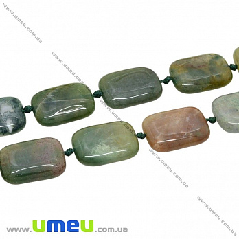 [Архів] Намистина натуральний камінь Агат моховий, 18х13 мм, прямокутна плоска (BUS-028693)