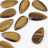 Подвеска Капля граненая, Натур. камень Тигровый глаз, 24,5х13 мм (POD-058668)