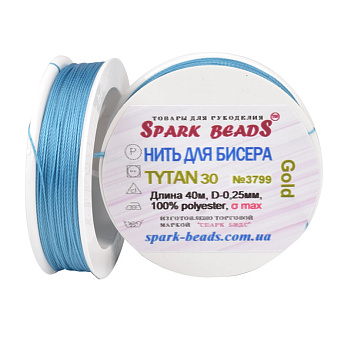 Нитка для бісеру Титан 30, Блакитна №3799 GOLD, 40 м (MUL-060049)