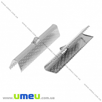 Затиск для стрічок, 35х8 мм, Світле срібло (ZAG-031817)