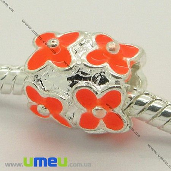 [Архів] Намистина PANDORA мет. Квіти помаранчеві, 11х10 мм, Світле срібло (BUS-006954)