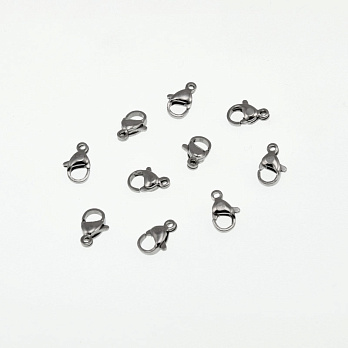 Замки-карабіни з нержавіючої сталі, 10х6 мм, Темне срібло (STL-056997)