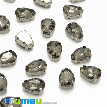 Шатон капля 14х10 мм, Темное серебро, Серый (KAB-052604)