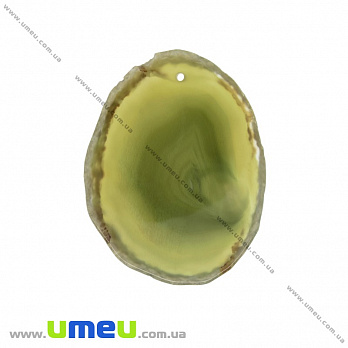 Зріз Агата, Оливковий, 56х43 мм (POD-022119)