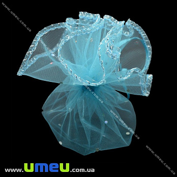 Подарочный мешочек из органзы, 8-10 см, Голубой, 1 шт (UPK-009797)
