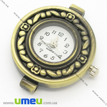 [Архив] Часы для браслетов круглые, Античная бронза, 31х26 мм, 1 шт (CLC-006176)