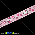 Репсовая лента с рисунком Hello Kitty, 25 мм, Розовая, 1 м (LEN-016584)