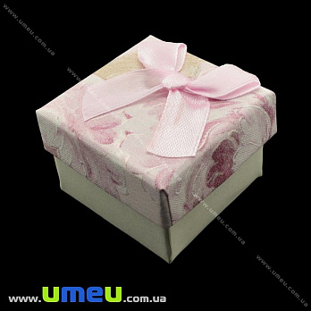 Подарочная коробочка Квадратная с узором под кольцо, 4,5х4,5х3,5 см, Розовая, 1 шт (UPK-023078)