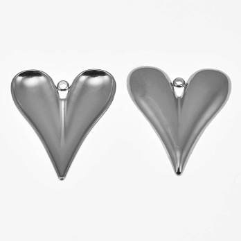 Подвеска из нерж. стали Сердце, 29х24 мм, Темное серебро (STL-059169)