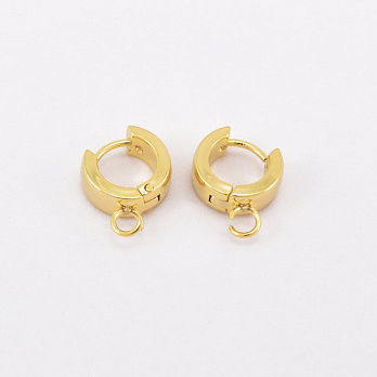 Серьги-кольца Huggie из нерж. стали, 14,5х11х4 мм, Покрытие 24 kt (STL-059032)