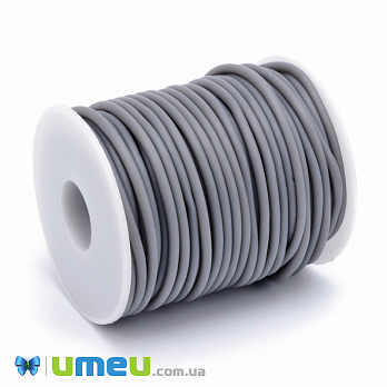 Шнур каучуковый полый, 3 мм, Серый, 1 м (LEN-040184)
