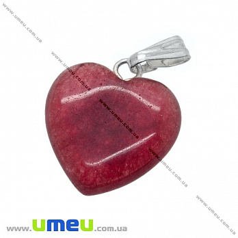Подвеска Сердце из натурального камня, Кварц вишневый, 24х15 мм, 1 шт (POD-009228)