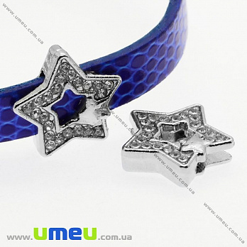 [Архів] Намистина під ремінець Зірка, 14х14 мм, Темне срібло (BUS-009603)