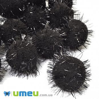 Помпони з люрексом 3 см, Чорні (DIF-043284)