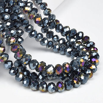 Намистини ронделі, 8х6 мм, Чорні АВ (BUS-057149)