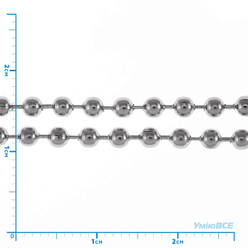 Цепь с шариками 3 мм из нержавеющей стали, Темное серебро, 1 м (ZEP-046961)