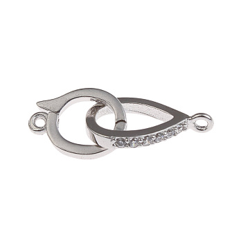 Застібка, 23х8 мм, Латунь із покриттям Родій, Куб. цирконій (ZAM-055446)