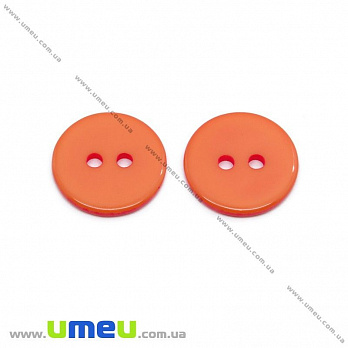 Пуговица пластиковая Круглая, 15 мм, Оранжевая, 1 шт (PUG-012999)