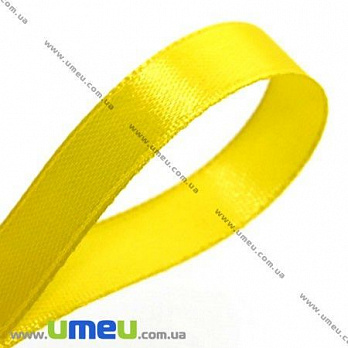 Атласная лента, 10 мм, Желтая, 1 м (LEN-008143)