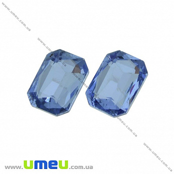 Ріволі скляний, Прямокутний гранований, 14х10 мм, Синій (KAB-031387)