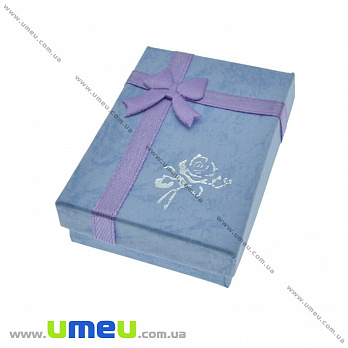 Подарочная коробочка Прямоугольная с розочкой, 7х5х2 см, Голубая, 1 шт (UPK-035778)