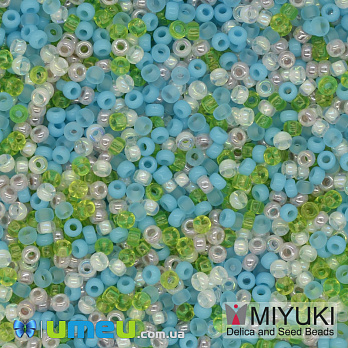 Бісер японський Miyuki круглий RR 11/0 №MIX08, Мікс блакитний (BIS-040544)