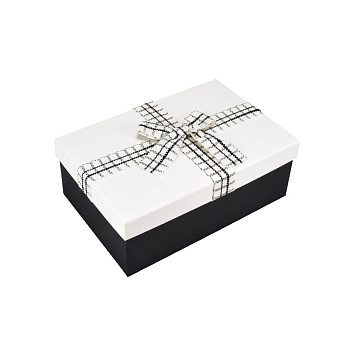 Подарункова коробка Прямокутна, 21х14х8 см, Чорно-біла (UPK-060655)