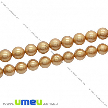 [Архів] Намистина натуральний камінь Перламутр морський (прес.) Золотистий, 8 мм (BUS-018922)