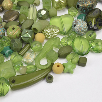 Бусины пластиковые, Микс зеленый (BUS-062214)
