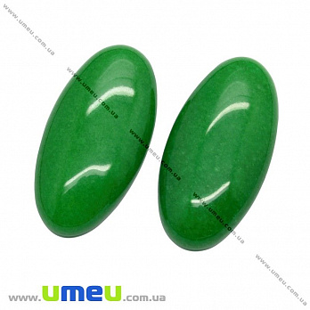 Кабошон нат. камінь Нефрит зелений, Овал, 30х15 мм (KAB-012639)