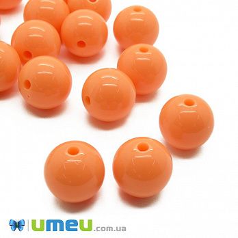 Намистина пластикова Кругла, 16 мм, Помаранчева (BUS-008599)