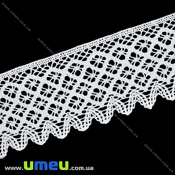 Мереживо бавовняне, 80 мм, Біле (LEN-029842)