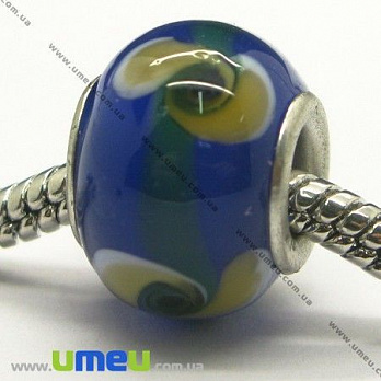 [Архів] Намистина PANDORA Lampwork, 14х10 мм, Синя, Срібло (BUS-004569)