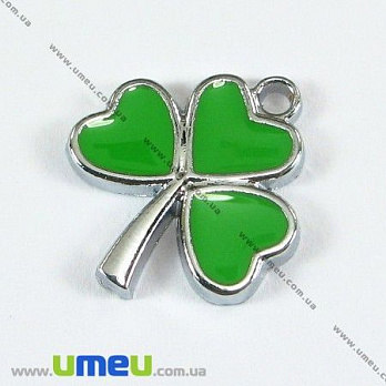 [Архів] Підвіска металева Клевер Зелений, 20х18 мм (POD-003417)