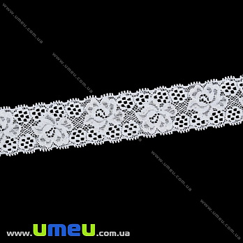Мереживо еластичне, 35 мм, Біле (LEN-021045)