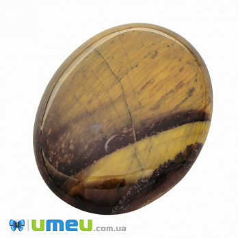 Кабошон нат. камінь Тигрове око, Овал, 40,4 х30,4 мм (KAB-050024)