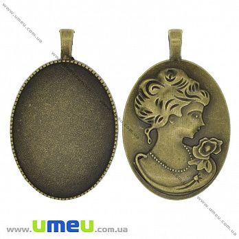 Основа овальна Камея, 51х32 мм, 40х30 мм, Антична бронза (OSN-037168)